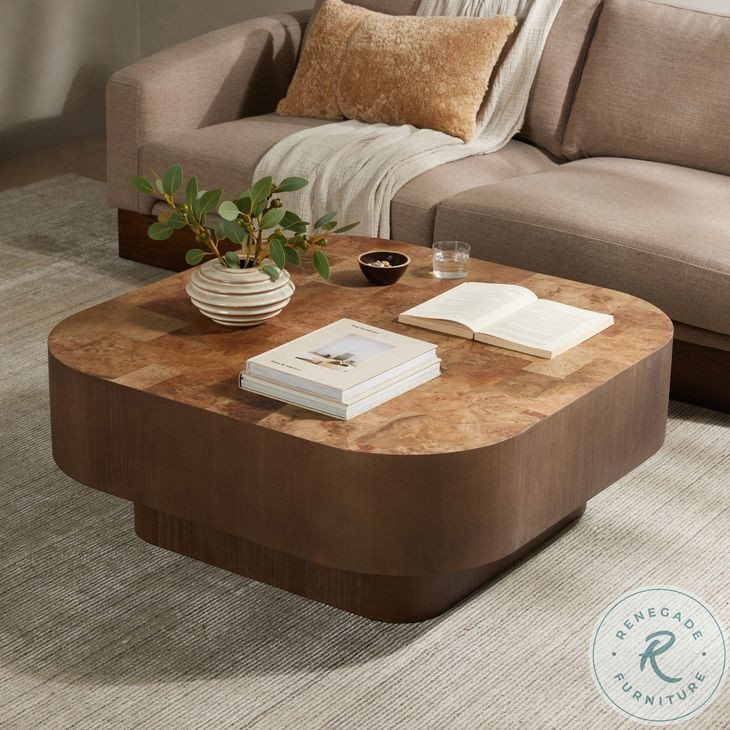 Blanco Warm Umber Burl Square Coffee Table