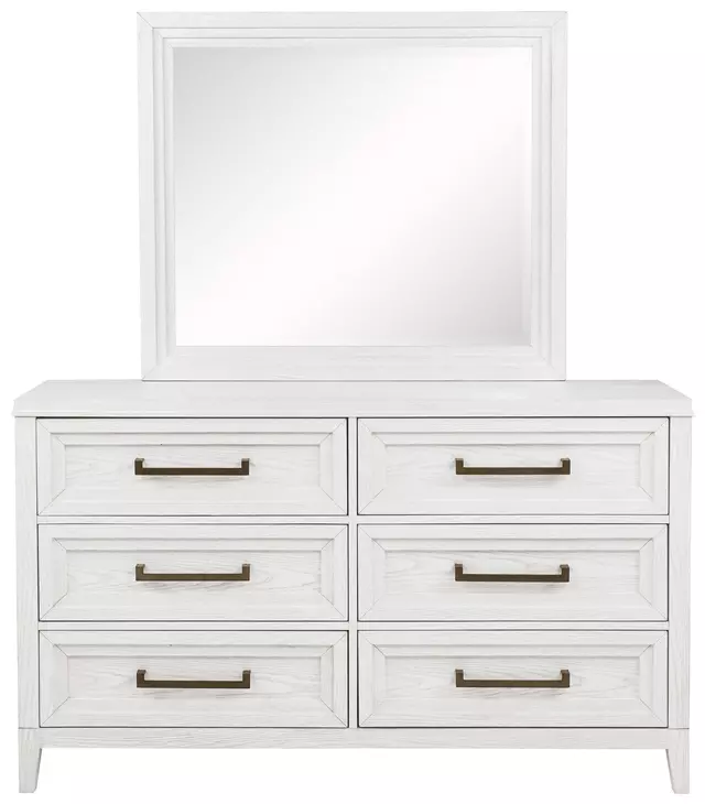 Marielle Distressed White Dresser With Mirror