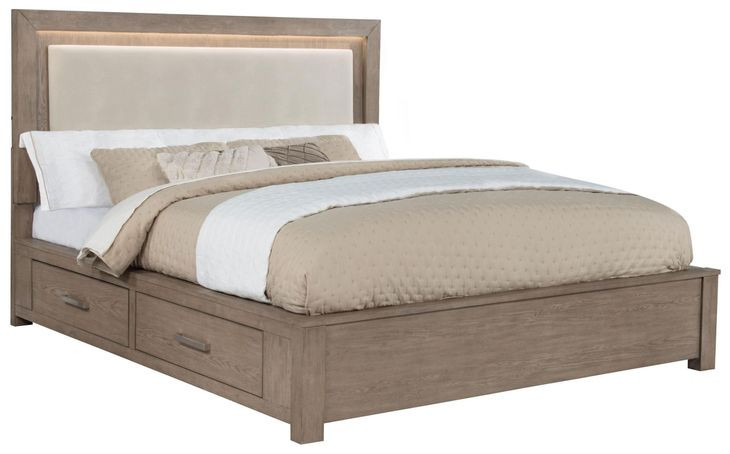 Kenora Barley Brown King Upholstered Platform Storage Bed