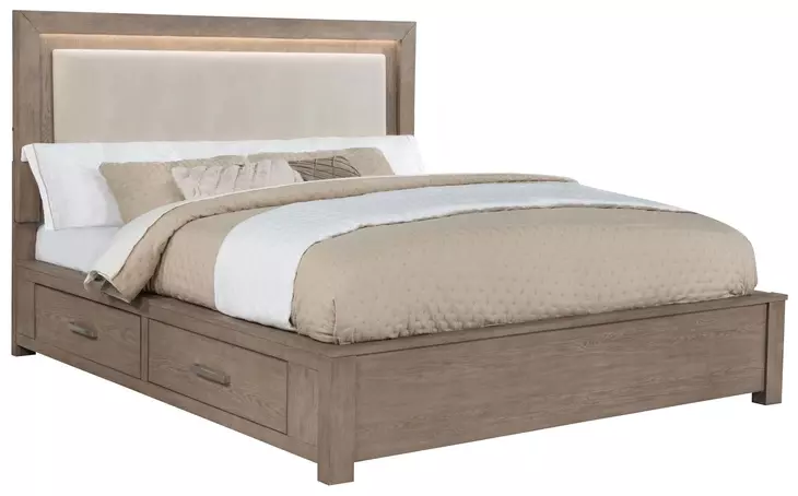 Kenora Barley Brown King Upholstered Platform Storage Bed