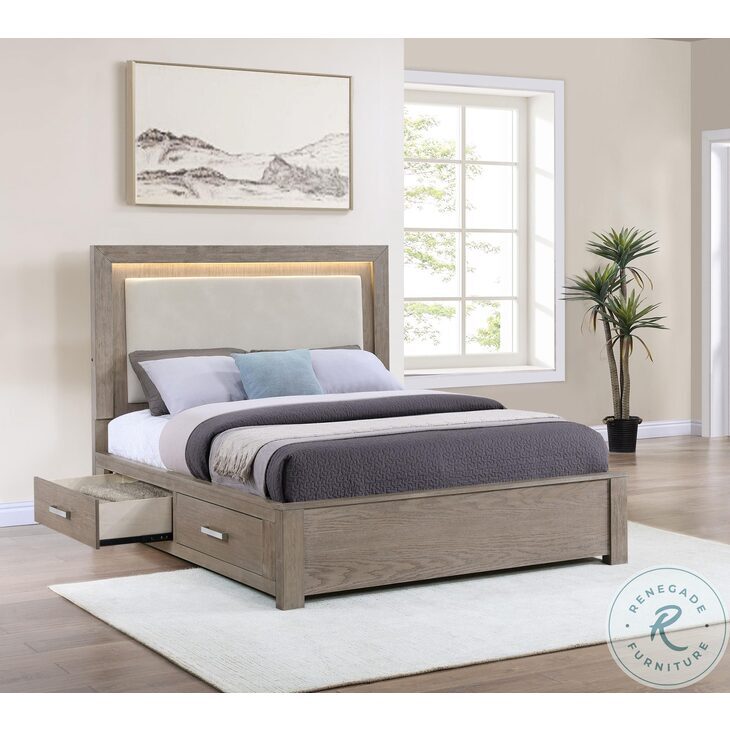 Kenora Barley Brown Queen Platform Storage Bed From Coaster Furniture