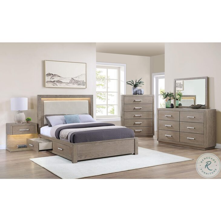 Kenora Barley Brown Queen Platform Storage Bedroom Set from Coaster