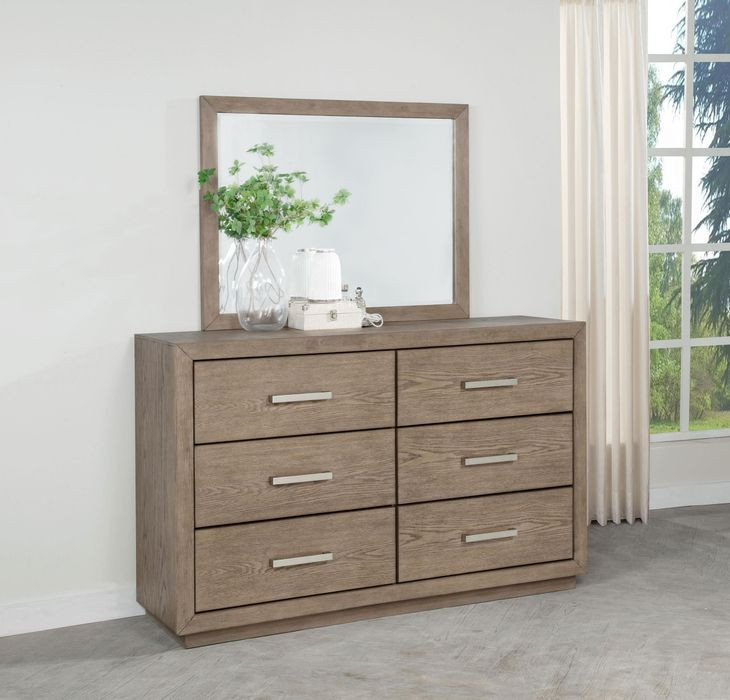 Kenora Barley Brown 6 Drawer Dresser With Mirror
