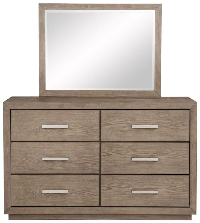 Kenora Barley Brown 6 Drawer Dresser With Mirror