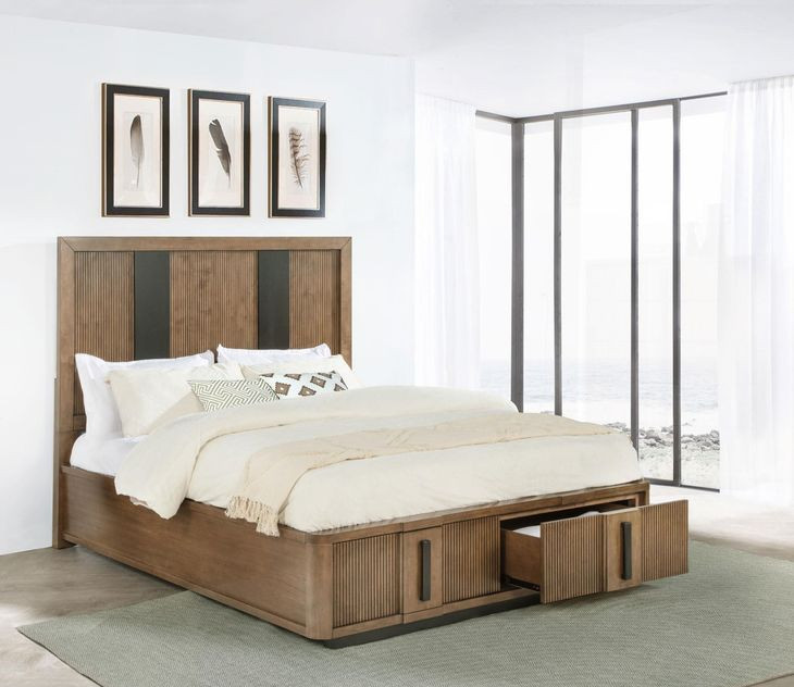 Terrace Ash Brown Queen Platform Storage Bed