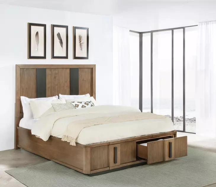 Terrace Ash Brown Queen Platform Storage Bed