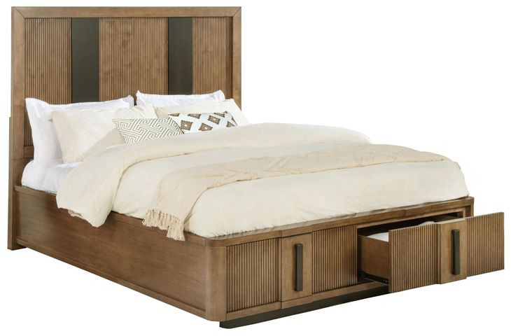 Terrace Ash Brown Queen Platform Storage Bed