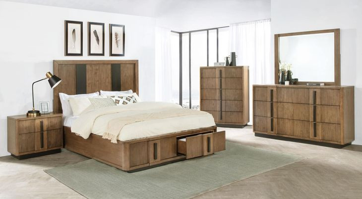 Terrace Ash Brown Queen Platform Storage Bed