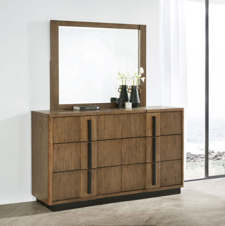 Terrace Ash Brown 6 Drawer Dresser With Mirror