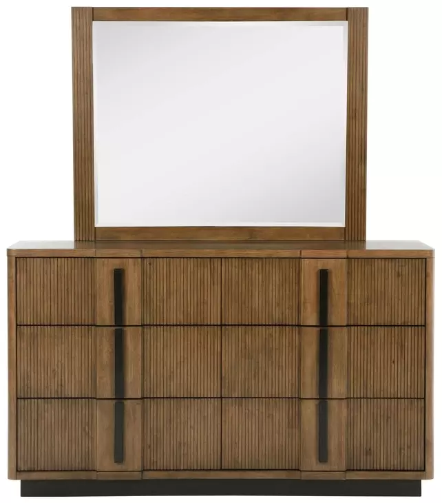 Terrace Ash Brown 6 Drawer Dresser With Mirror