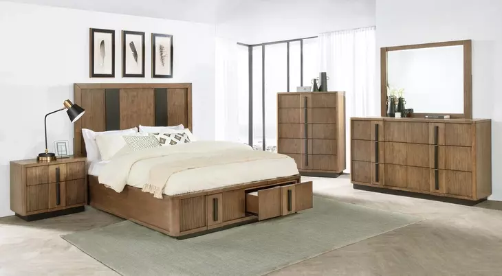 Terrace Ash Brown 6 Drawer Dresser With Mirror