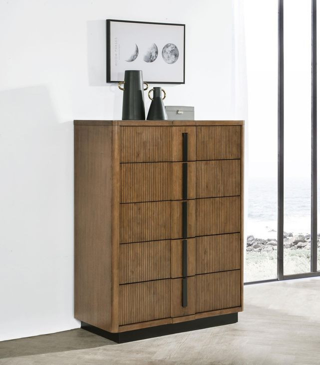 Terrace Ash Brown 5 Drawer Chest