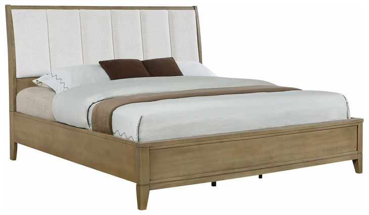 Granada Natural Pine King Upholstered Panel Bed