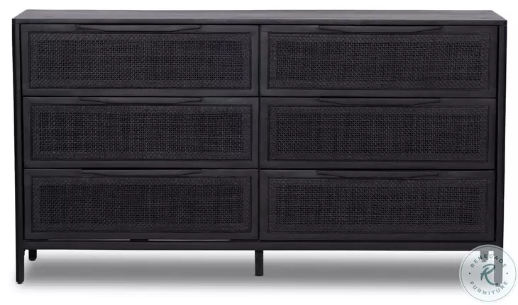 Sydney Black Wash and Black Cane Youth Upholstered Bedroom Set