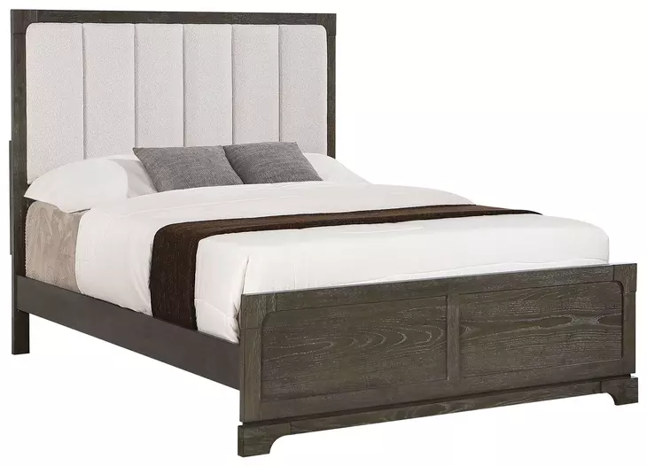 Gran Park Dark Cocoa and Beige California King Upholstered Panel Bed