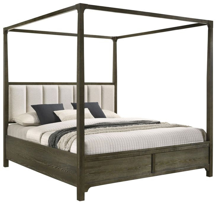 Gran Park Dark Cocoa Queen Upholstered Canopy Bed