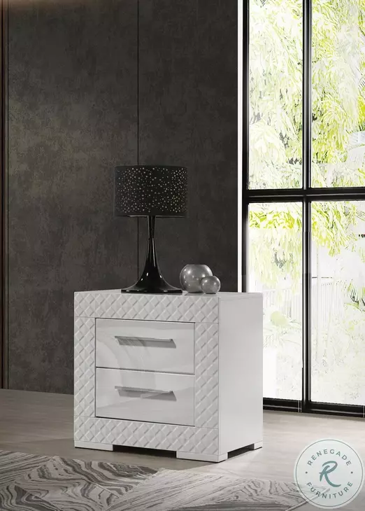 Ives White High Gloss Nightstand