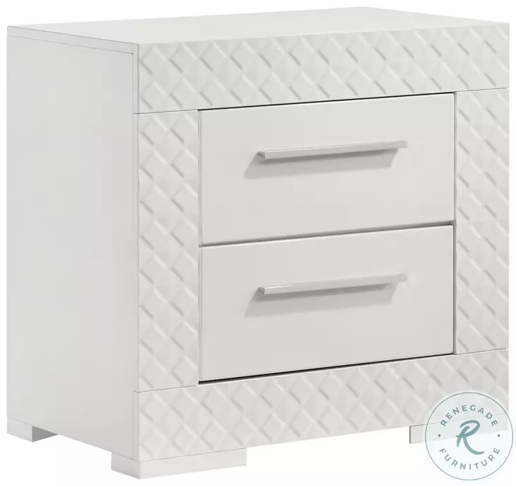 Ives White High Gloss Nightstand