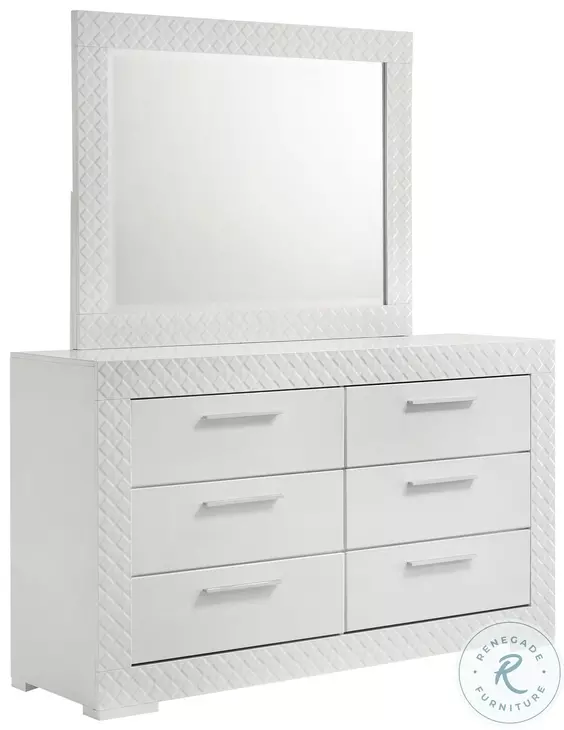 Ives White High Gloss Dresser With Mirror