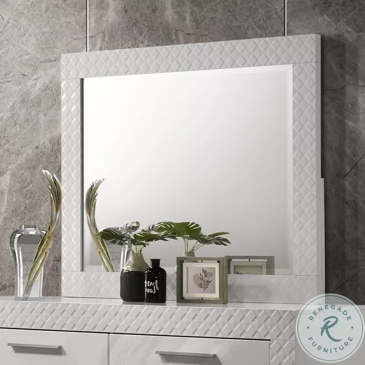 Ives White High Gloss Dresser Mirror