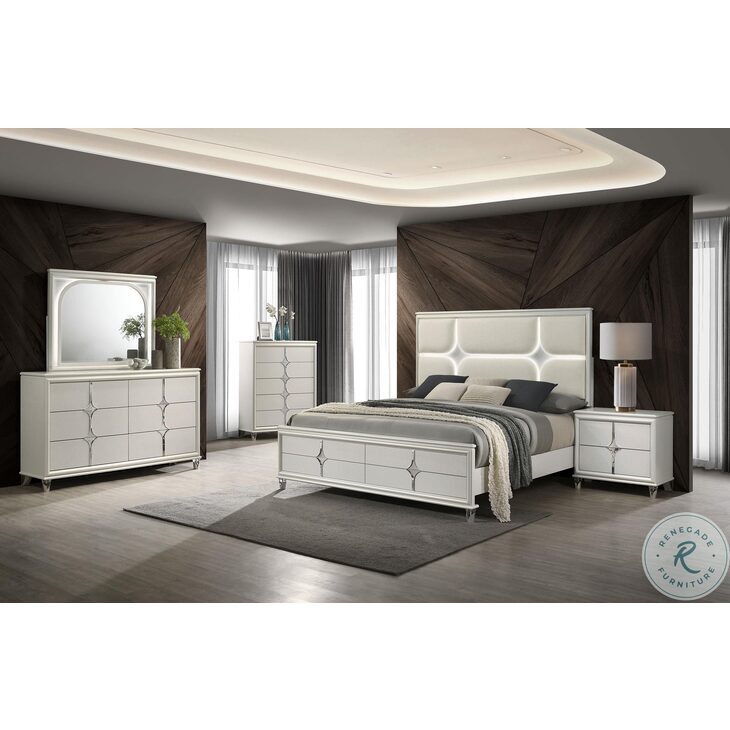 Olivia Pearl White Queen Panel Bedroom Set from Coaster Furniture