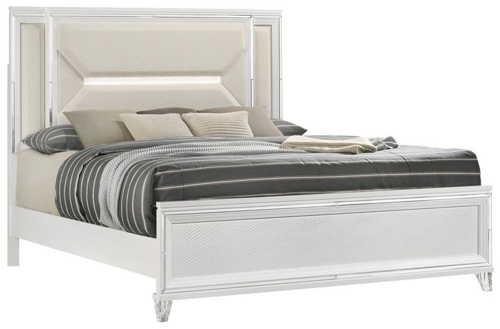 Marmore White King Panel Bed