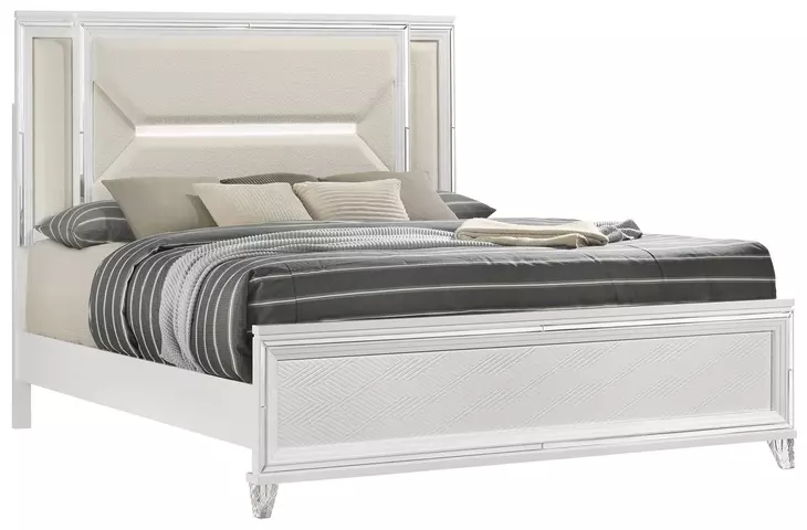 Marmore White King Panel Bed