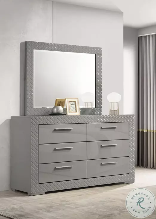 Ives Gray High Gloss Dresser With Mirror