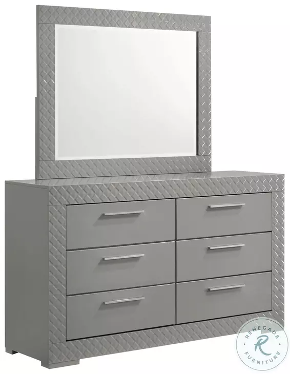 Ives Gray High Gloss Dresser With Mirror