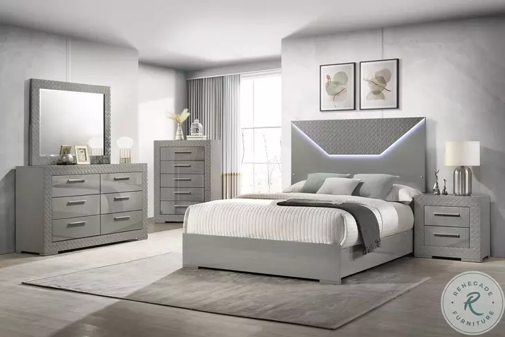 Ives Gray High Gloss Dresser With Mirror