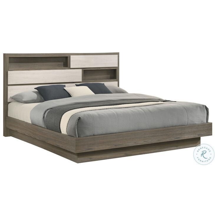 Fenwick Gray Oak And Almond King Bookcase Platform Bed From Coaster