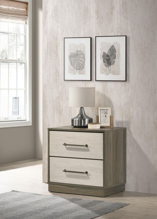 Fenwick Gray Oak And Almond 2 Drawer Nightstand