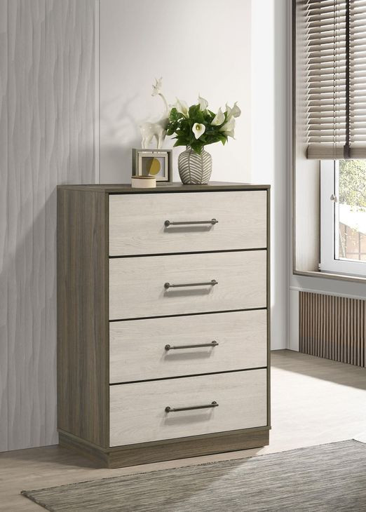 Fenwick Gray Oak And Almond 4 Drawer Chest