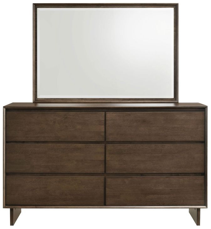 Glenwood Warm Brown 6 Drawer Dresser With Mirror