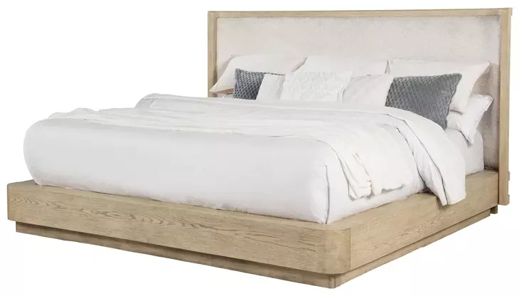 Kailani Beige Oak King Wingback Platform Bed