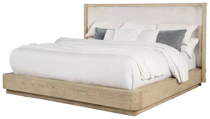 Kailani Beige Oak California King Upholstered Platform Bed