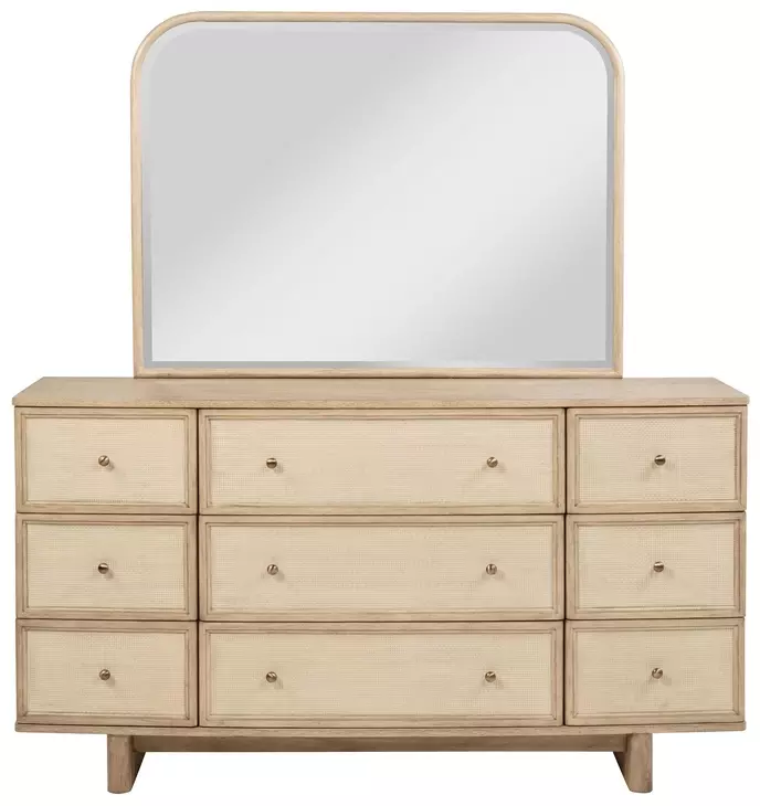 Kailani Beige Oak 9 Drawer Dresser With Mirror