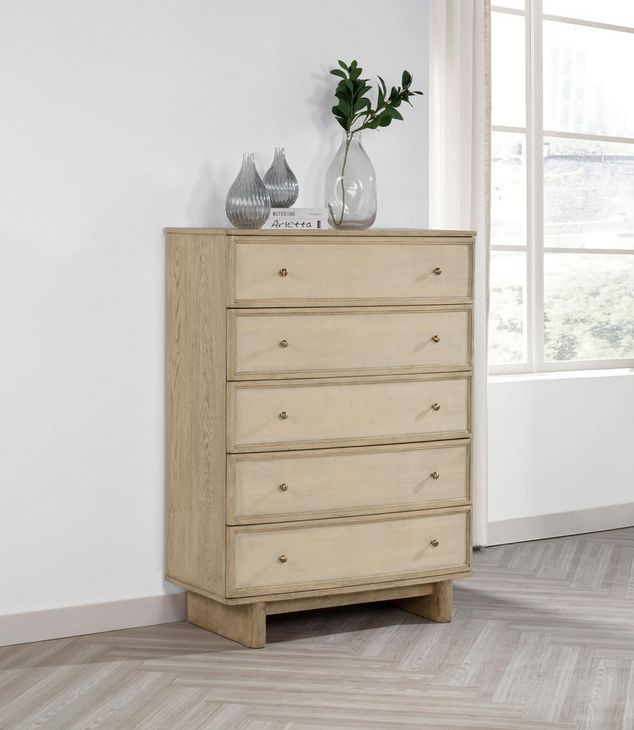 Kailani Beige Oak 5 Drawer Chest