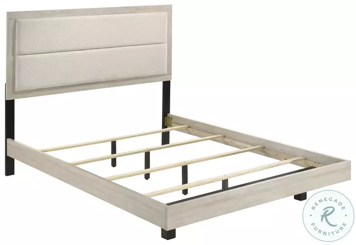 Trenton Rustic Cream King Upholstered Panel Bed