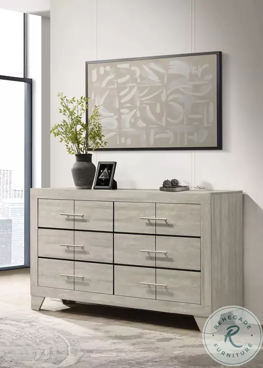 Trenton Rustic Cream 6 Drawer Dresser