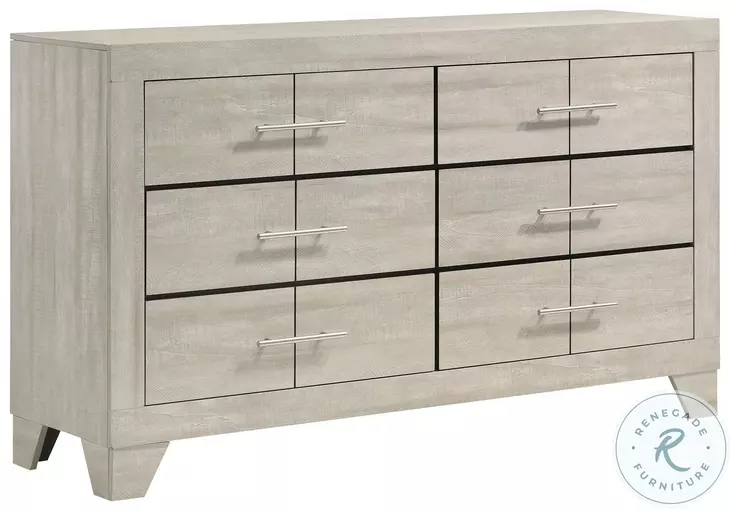 Trenton Rustic Cream 6 Drawer Dresser