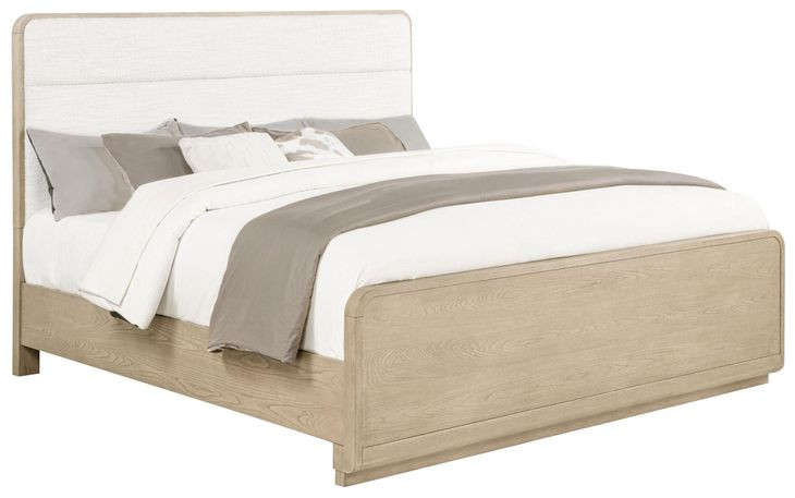 Ladera Light Elm King Upholstered Panel Bed