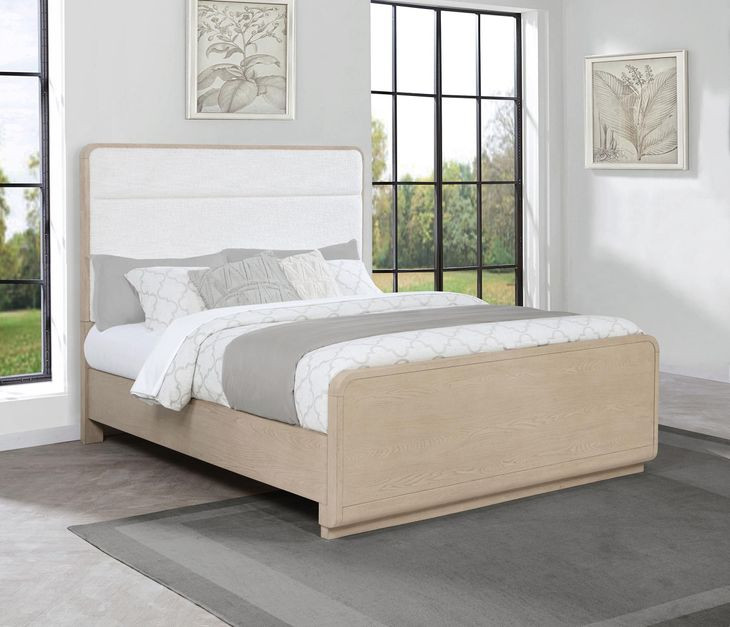 Ladera Light Elm Queen Upholstered Panel Bed