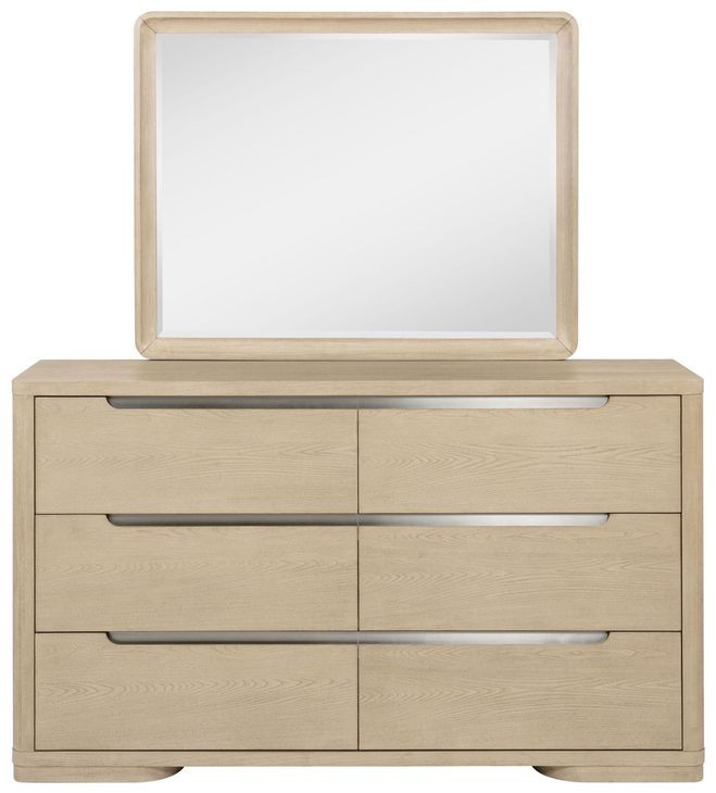 Ladera Light Elm 6 Drawer Dresser with Mirror