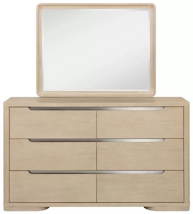 Ladera Light Elm 6 Drawer Dresser with Mirror
