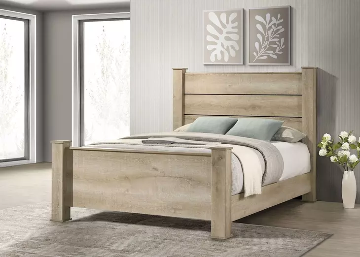 Oakglen Weathered Oak California King Panel Bed