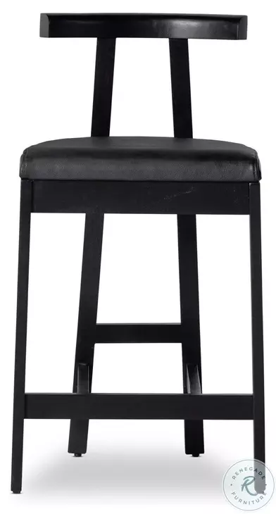 Tex Black Leather Counter Height Stool