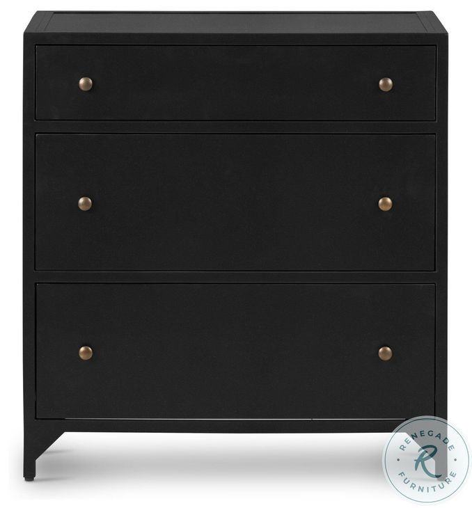 Belmont Black Large Storage 3 Drawer Nightstand