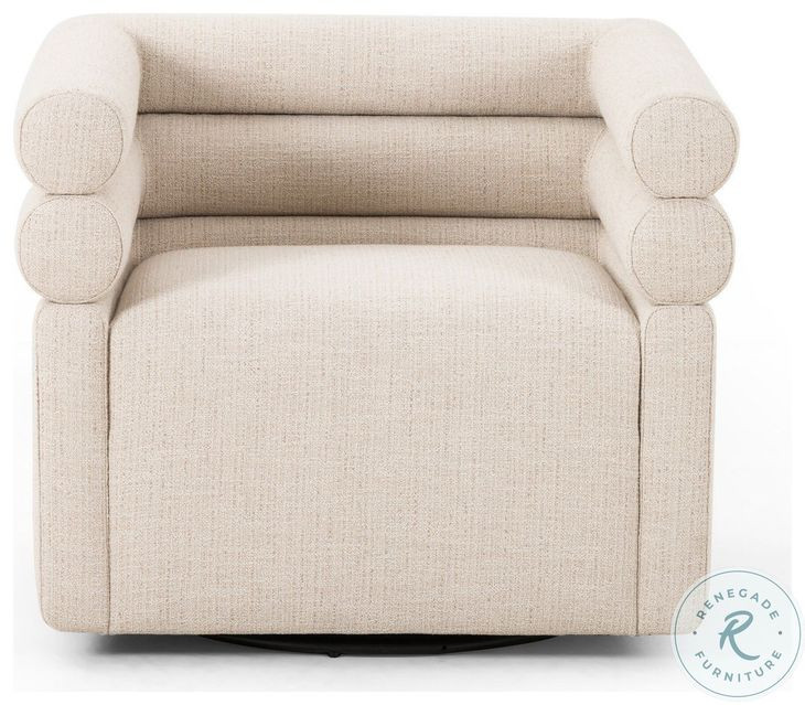 Evie Hampton Cream Performance Fabric Swivel Chair