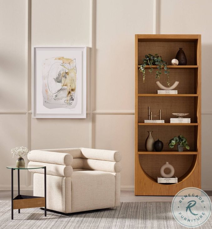 Evie Hampton Cream Performance Fabric Swivel Chair